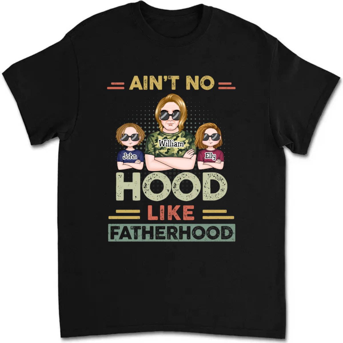 Father's Day - Ain't No Hood Like Fatherhood - Personalized T - Shirt - Makezbright Gifts