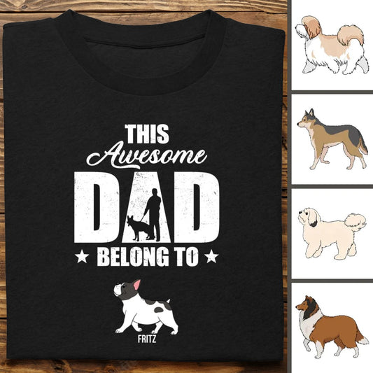 Father's Day - Awesome Dad Belongs To - Personalized T - shirt - Makezbright Gifts