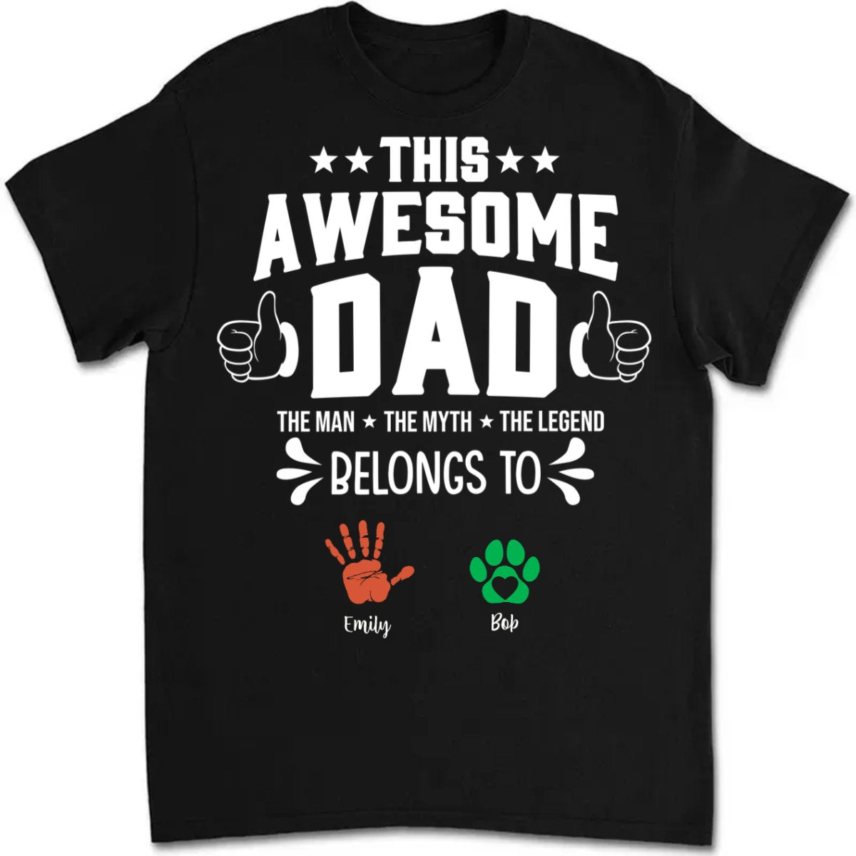 Father's Day - Awesome Dad The Man The Myth The Legend - Personalized T - Shirt (TB) - Makezbright Gifts