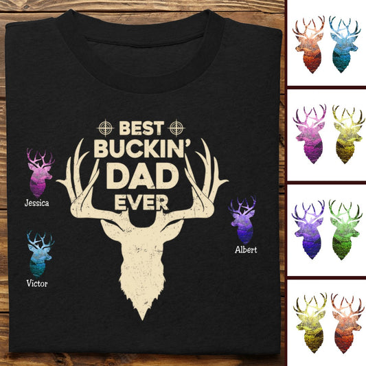 Father's Day - Best Buckin' Dad Ever - Personalized T - Shirt (LH) - Makezbright Gifts