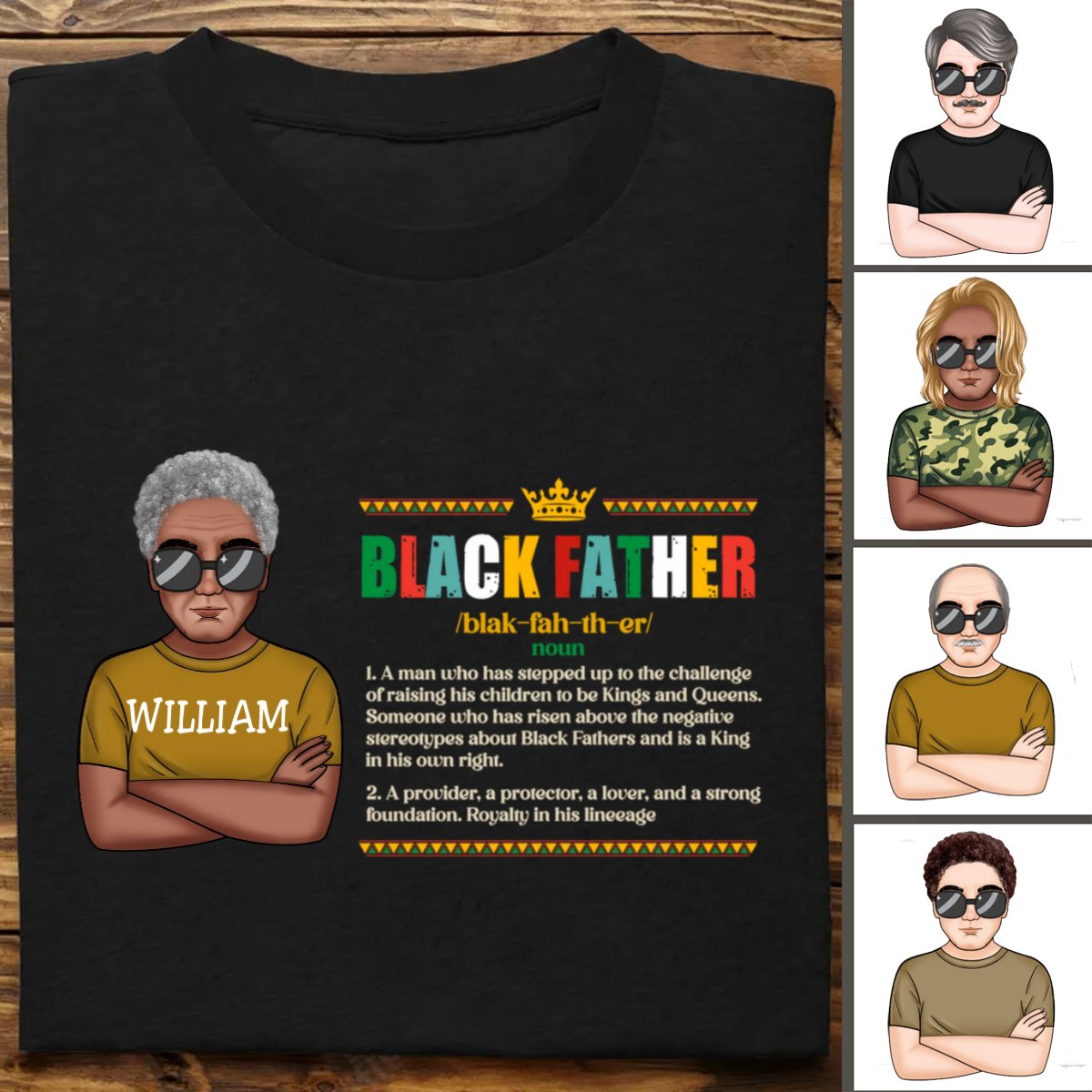 Father's Day - Black Father Definition - Personalized T - shirt - Makezbright Gifts