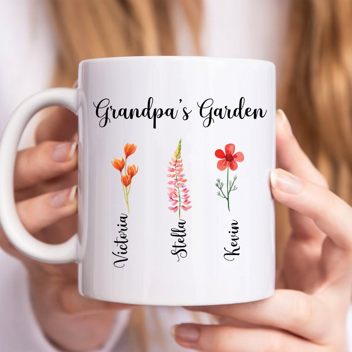 Father's Day - Custom Grandpa's Garden Vase With Grandkids Names Birth Month Flower Vase - Personalized Mug (LH) - Makezbright Gifts