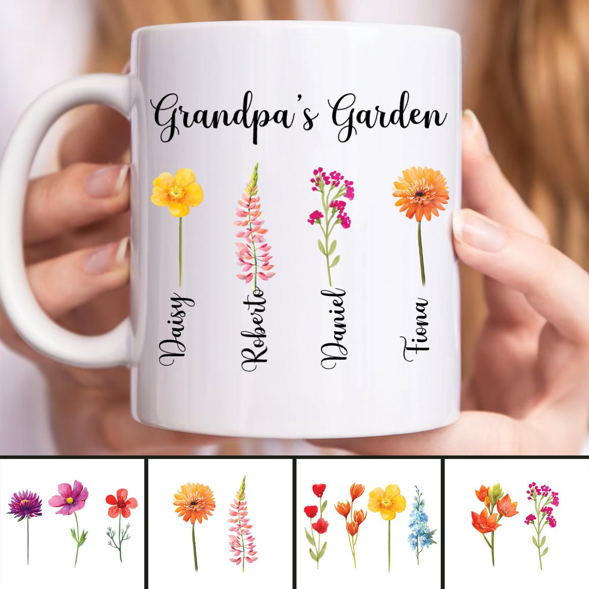 Father's Day - Custom Grandpa's Garden Vase With Grandkids Names Birth Month Flower Vase - Personalized Mug (LH) - Makezbright Gifts