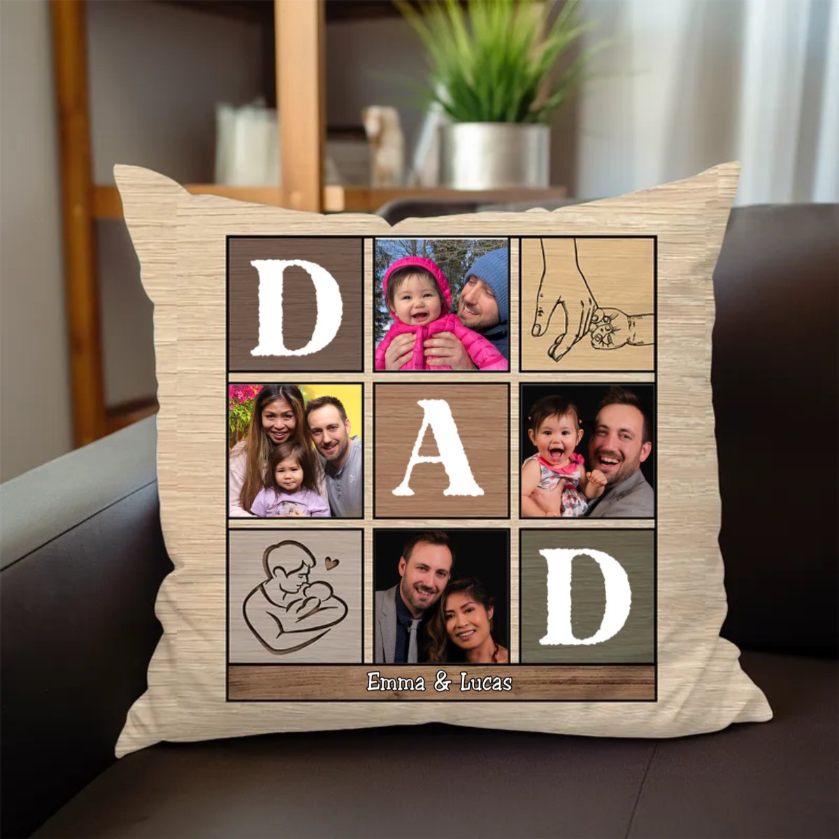 Father's Day - Custom Photo Hold This And Consider It A Big Hug - Personalized Pillow - Makezbright Gifts