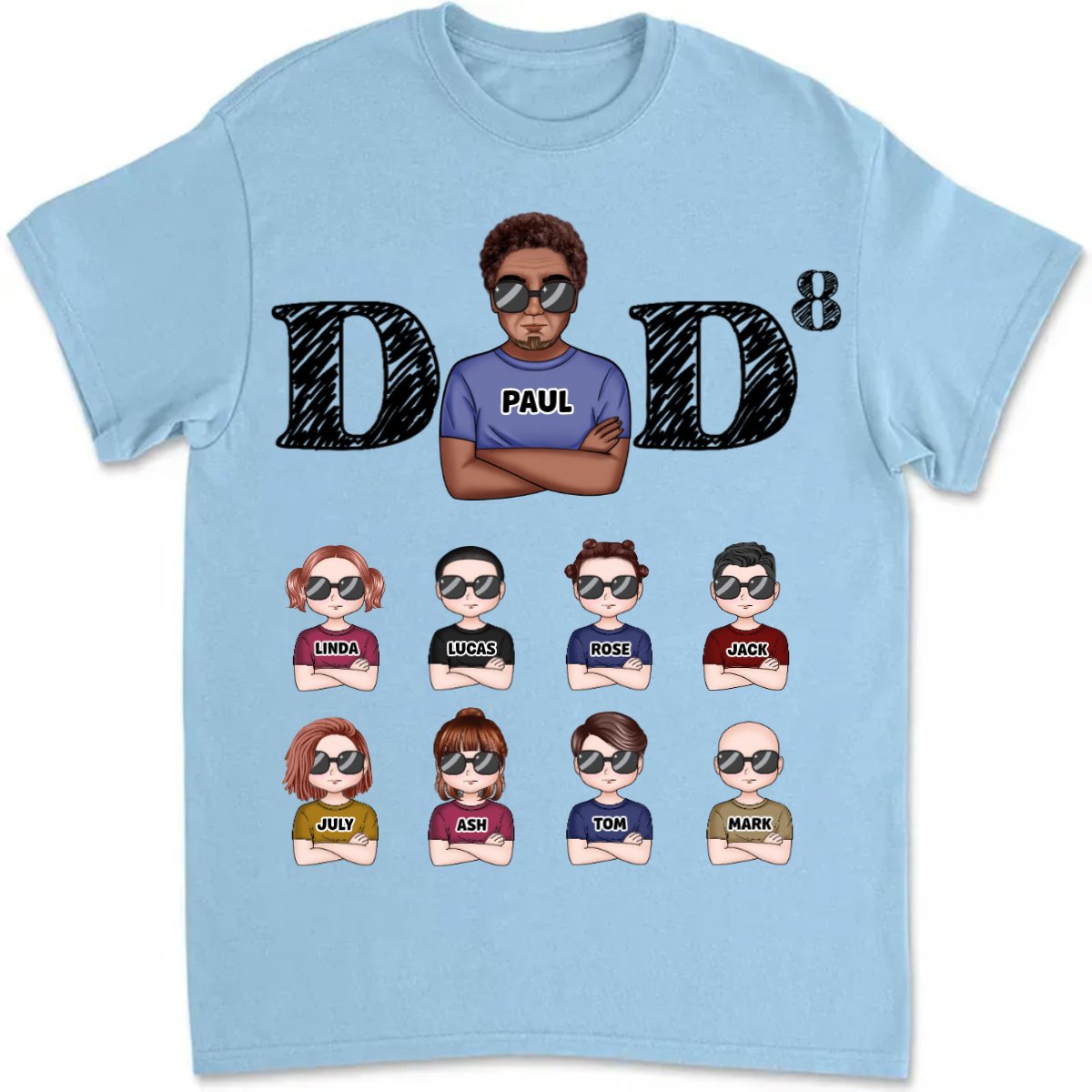 Father's Day - Dad And His Kids - Personalized T - shirt - Makezbright Gifts