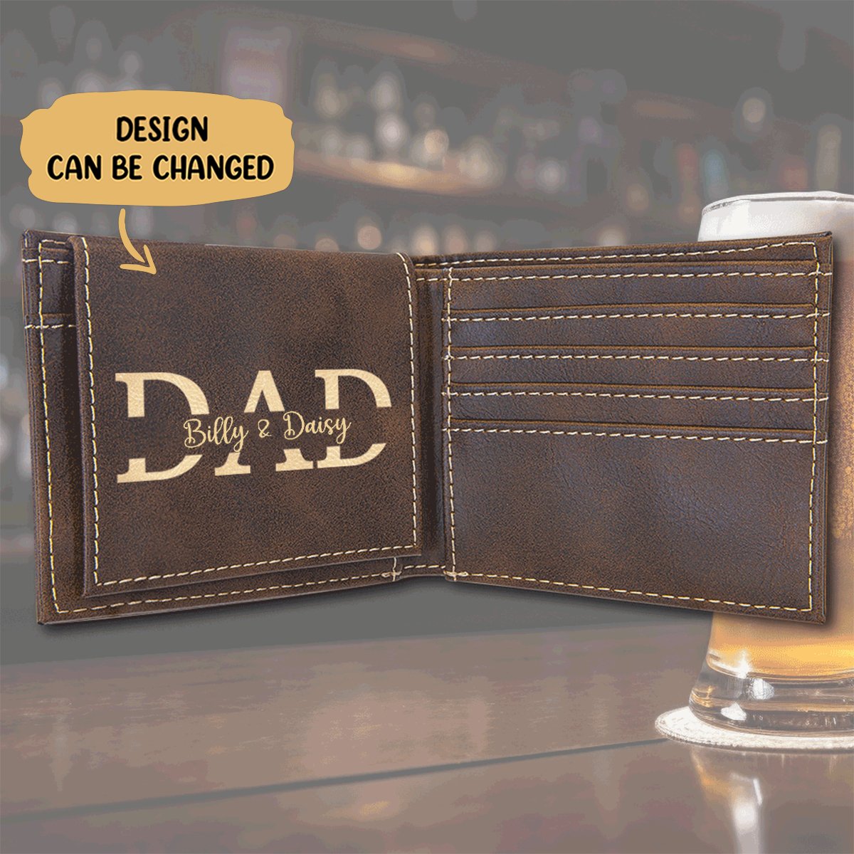 Father's Day - Dad And His Kids - Personalized Wallet - Makezbright Gifts