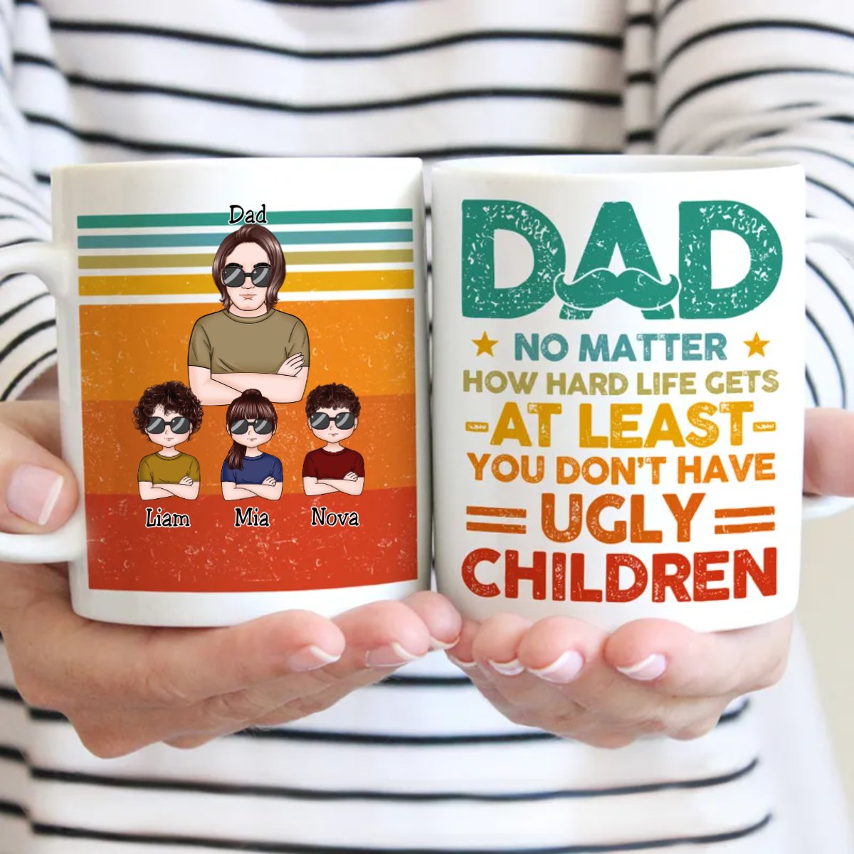 Father's Day - Dad No Matter How Hard Life Gets - Personalized Mug - Makezbright Gifts