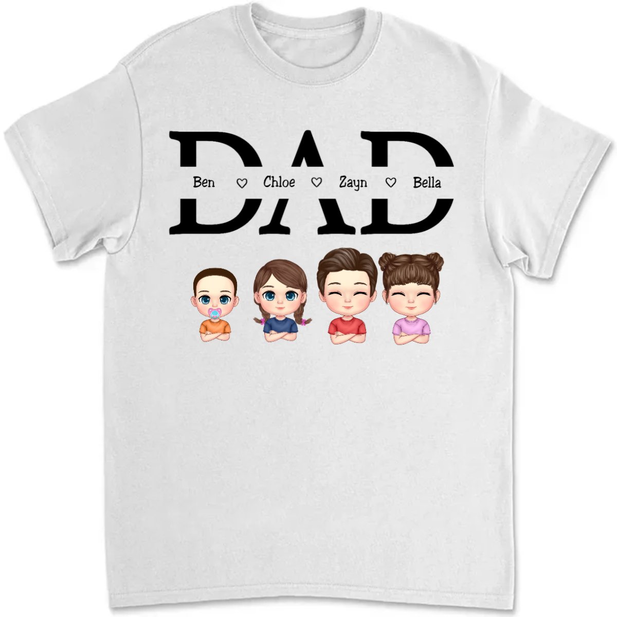 Father's Day - Dad Shirt With Kids Name - Personalized T - Shirt - Makezbright Gifts