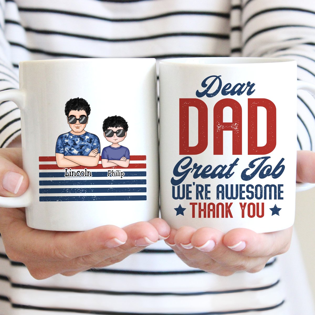 Father's Day - Dear Dad Great Job We're Awesome - Personalized Mug (TT) - Makezbright Gifts