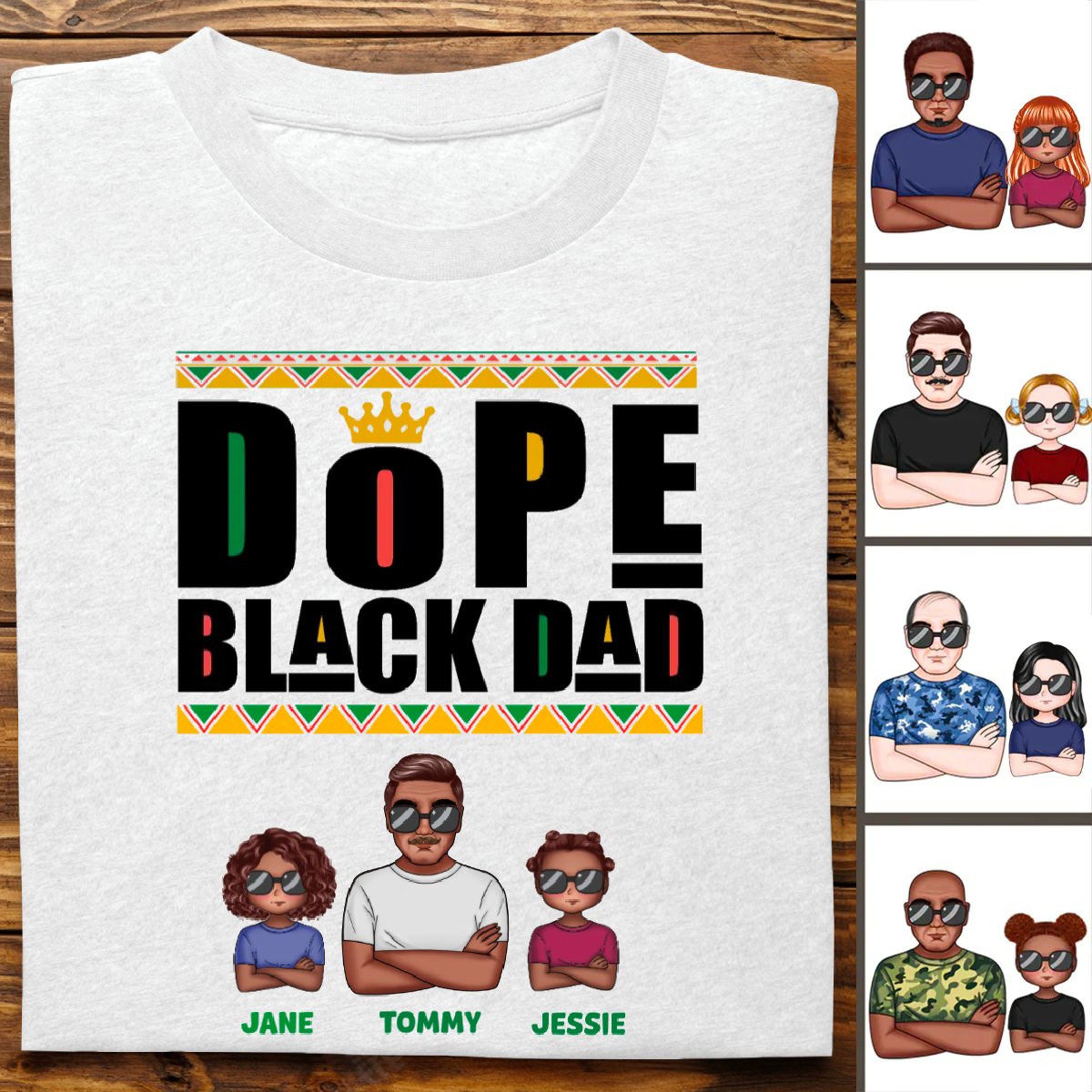 Father's Day - Dope Black Dad - Personalized T - shirt - Makezbright Gifts