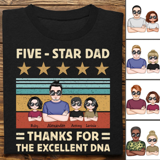 Father's Day - Five - Star Dad Thanks For The Excellent DNA - Personalized T - Shirt (TT) - Makezbright Gifts