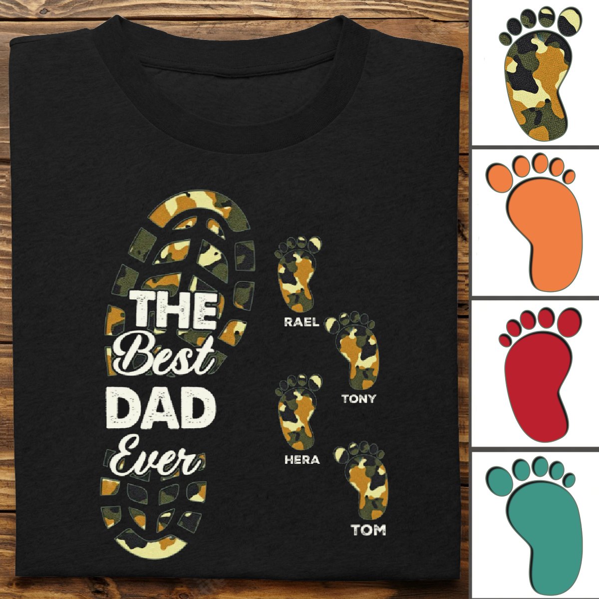 Father's Day - Gift For Father For Dad Foot Print - Personalized Unisex T - shirt - Makezbright Gifts