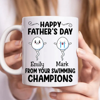 Father's Day - Happy Father's Day From Your Swimming Champion - Personalized Mug - Makezbright Gifts