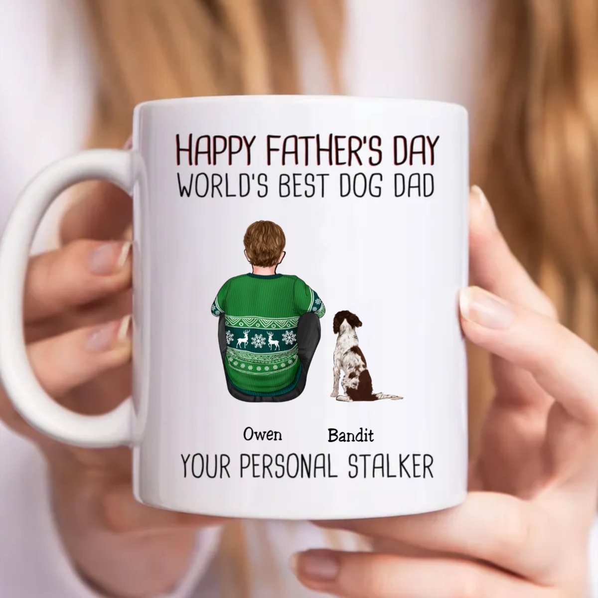 Father's Day - Happy Father's Day World's Best Dog Dad - Personalized Mug - Makezbright Gifts