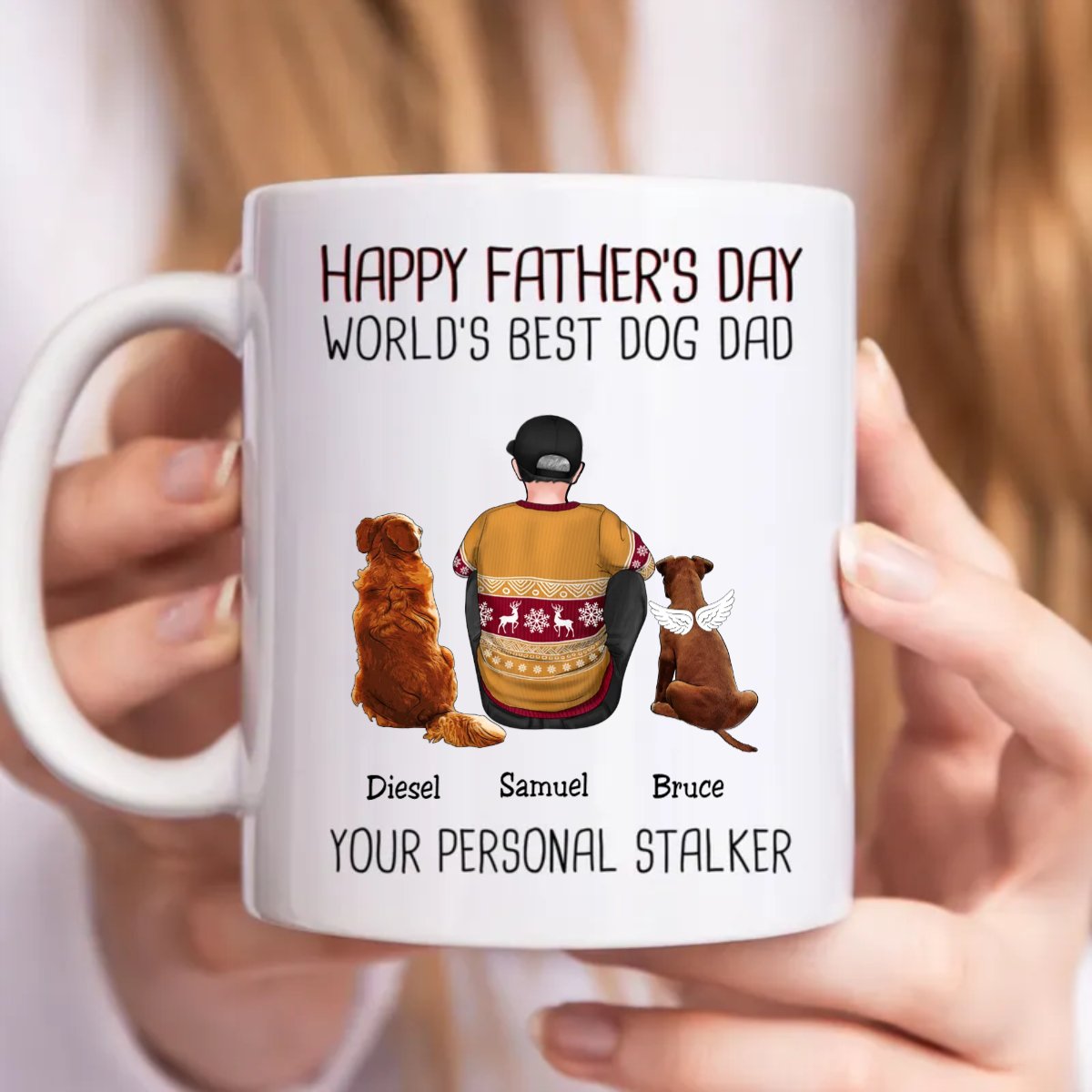 Father's Day - Happy Father's Day World's Best Dog Dad - Personalized Mug - Makezbright Gifts