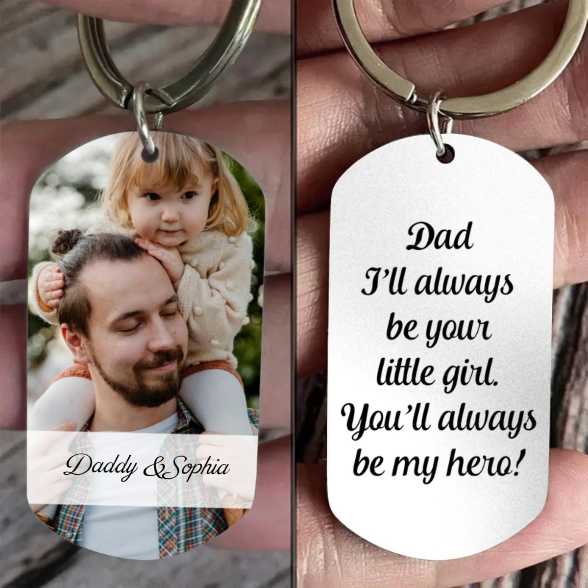 Father's Day - I'll Always Be Your Little Girl Hero - Personalized Stainless Keychain (TL) - Makezbright Gifts