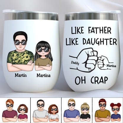 Father's Day - Like Father Like Daughter Fist Bump Handshake - Personalized Wine Tumbler (TT) - Makezbright Gifts