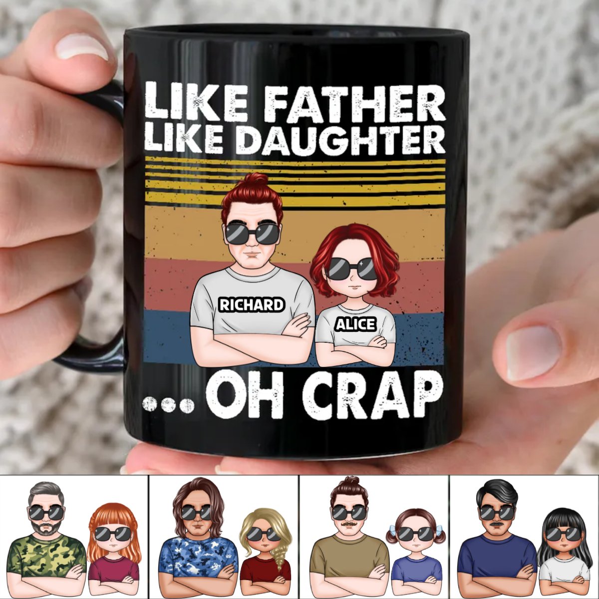 Father's Day - Like Father Like Daughter - Personalized Black Mug - Makezbright Gifts