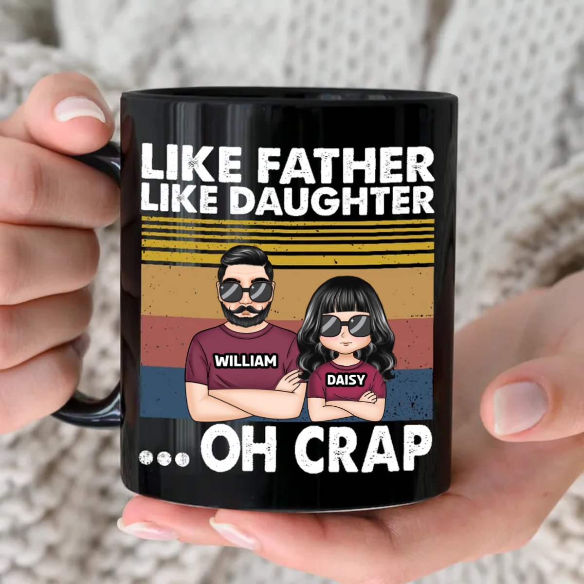 Father's Day - Like Father Like Daughter - Personalized Black Mug - Makezbright Gifts