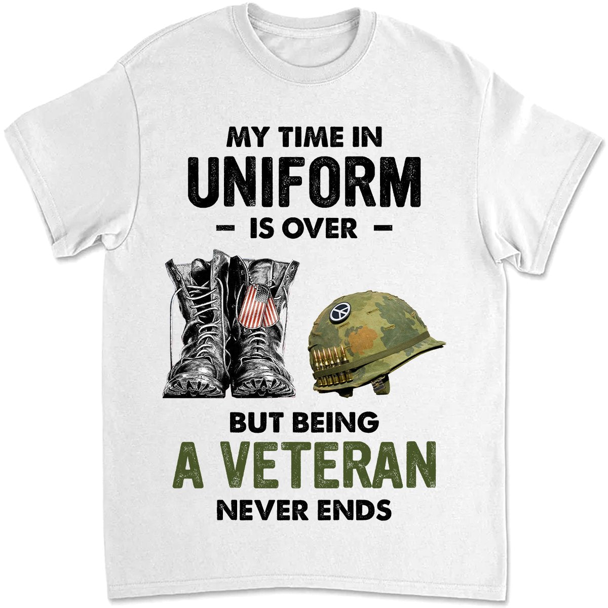 Father's Day - My Time In Uniform Is Over - Personalized T - Shirt - Makezbright Gifts