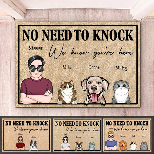 Father's Day - No Need To Knock - Personalized Doormat - Makezbright Gifts