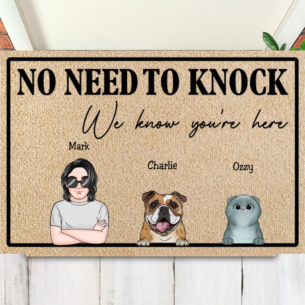 Father's Day - No Need To Knock - Personalized Doormat - Makezbright Gifts