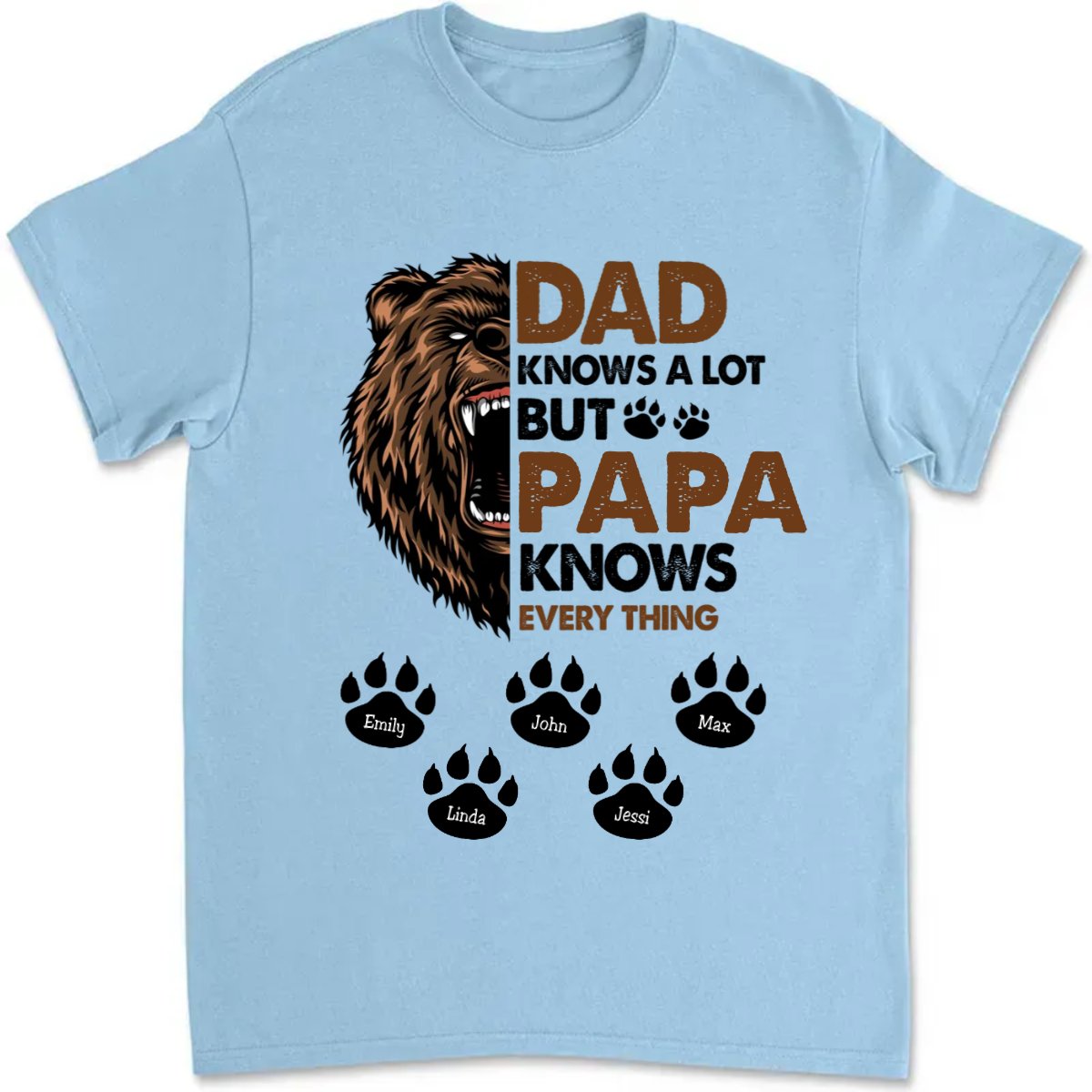 Father's Day - Papa Knows Everything - Personalized Unisex T - shirt - Makezbright Gifts