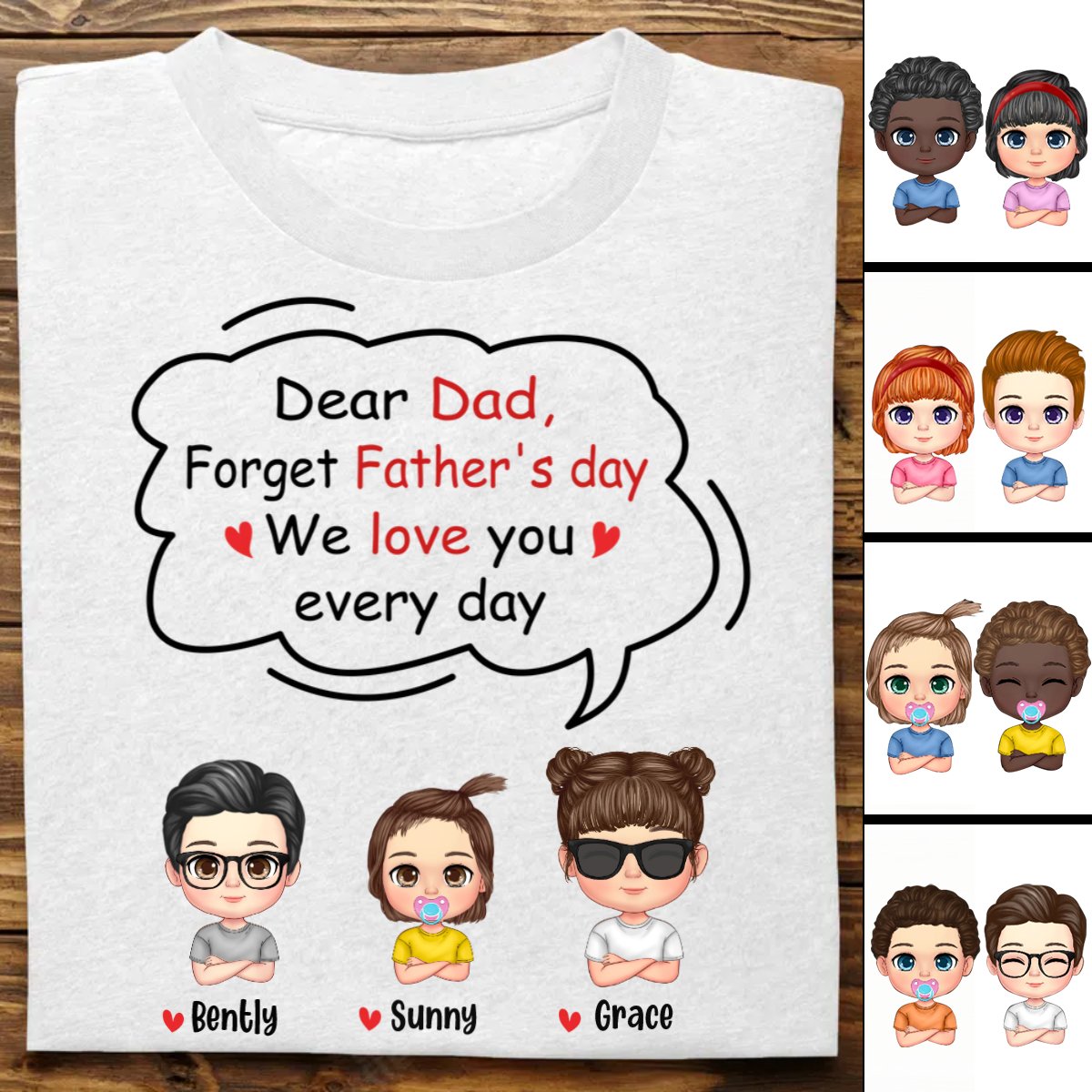 Father's Day - Peeking Doll Kids Happy Father‘s Day - Personalized T - Shirt (TB) - Makezbright Gifts