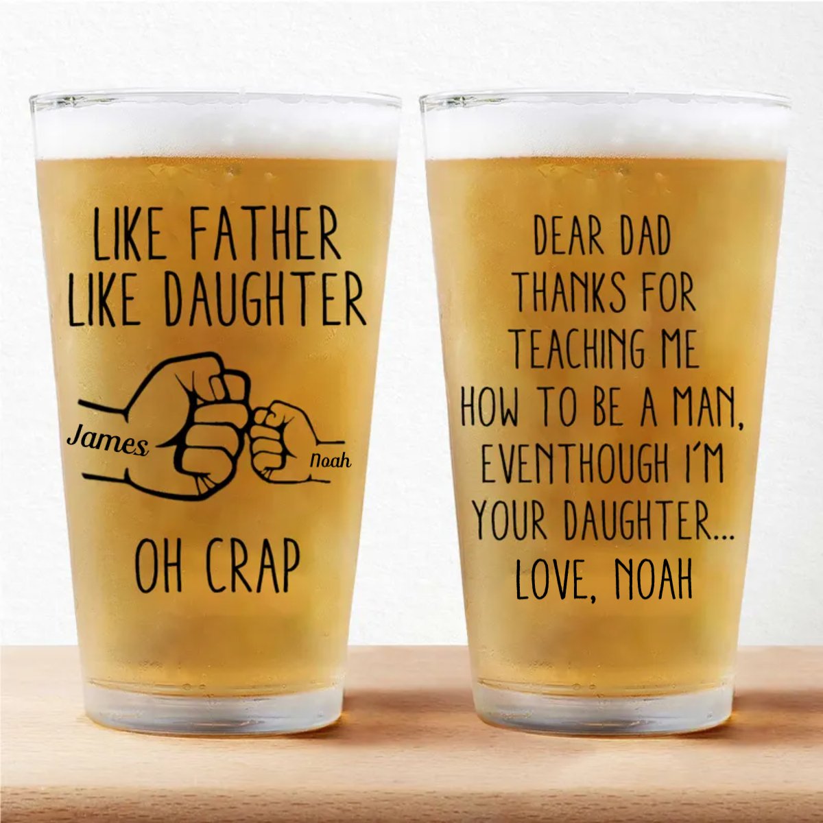 Father's Day - Thanks For Teaching Me How To Be A Man - Personalized Beer Glass (HJ) - Makezbright Gifts