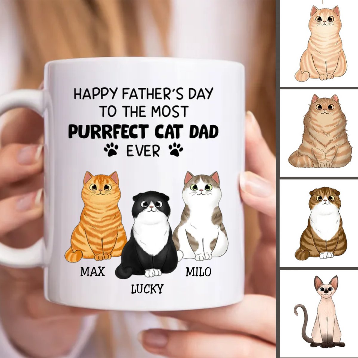 Father's Day - The Most Purrfect Cat Dad - Personalized Mug - Makezbright Gifts