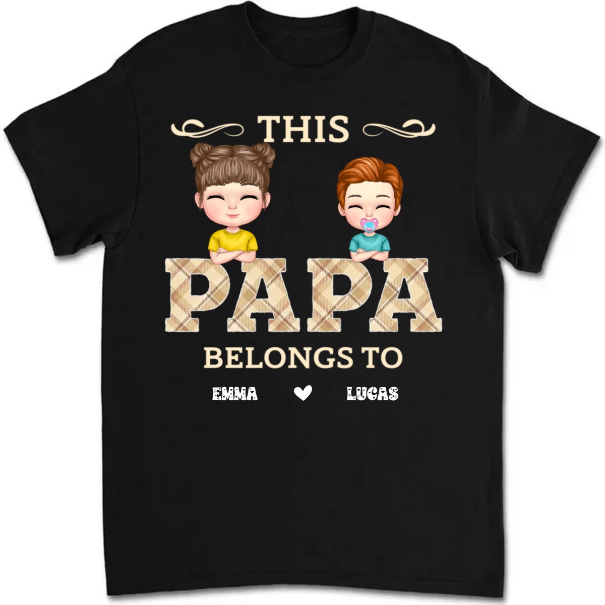 Father's Day - Vintage Papa Title - Personalized T - Shirt (TB) - Makezbright Gifts