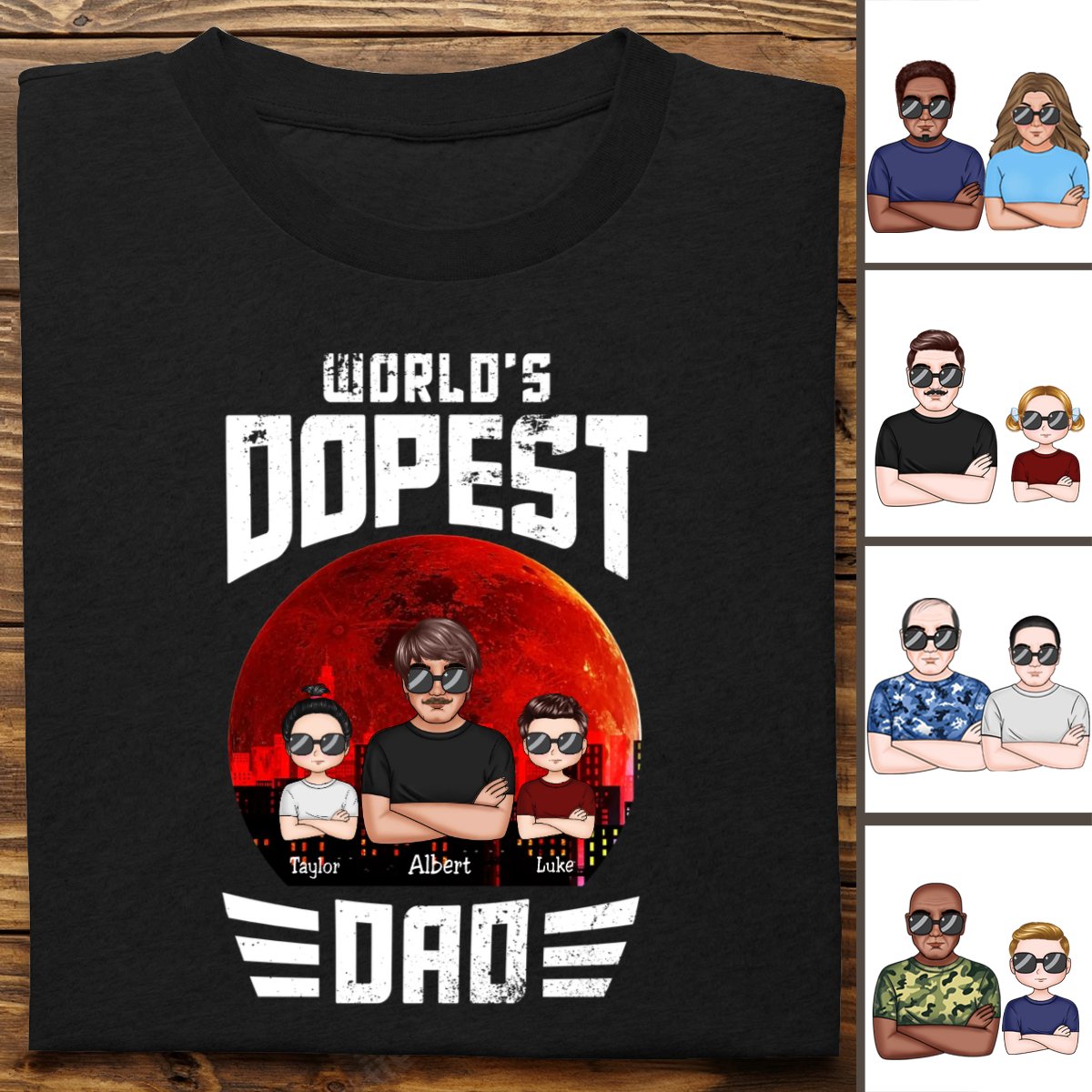 Father's Day - World's Dopest Dad - Personalized T - shirt (LH) - Makezbright Gifts