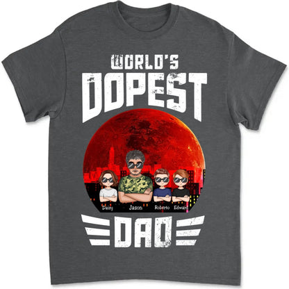 Father's Day - World's Dopest Dad - Personalized T - shirt (LH) - Makezbright Gifts