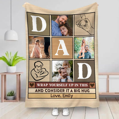 Father's Day - Wrap Yourself Up In This And Consider It A Big Hug - Personalized Blanket - Makezbright Gifts