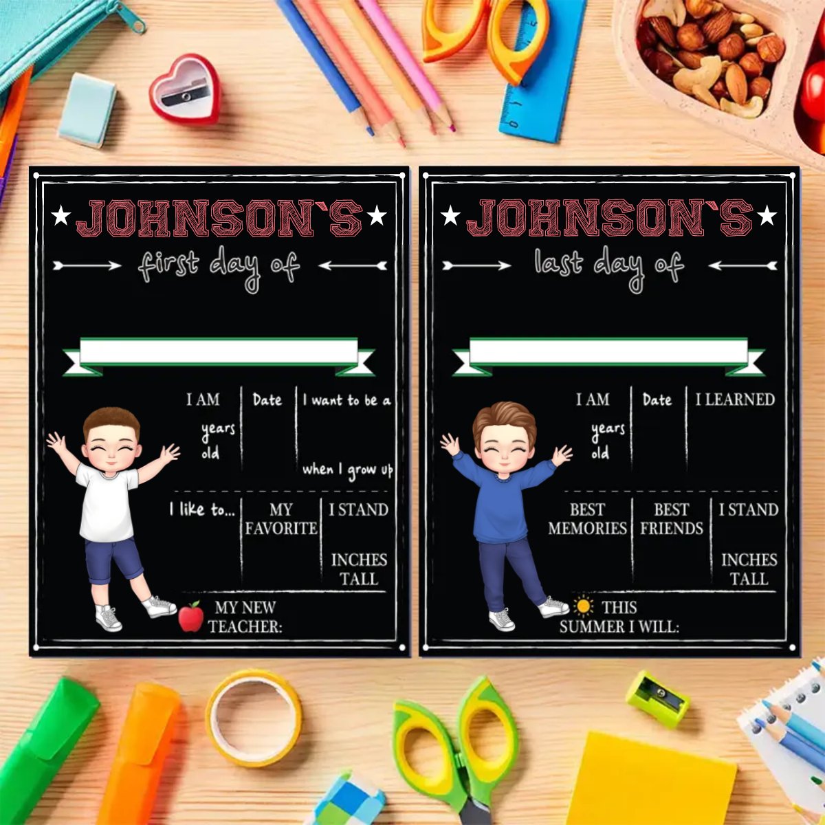 First Day And Last Day Of School - Personalized School Sign - Makezbright Gifts