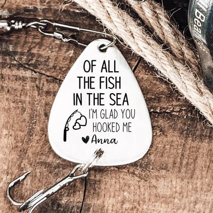 Fishing Lovers - I'm Glad You Hooked Me - Personalized Fishing Lure Keychain - Makezbright Gifts