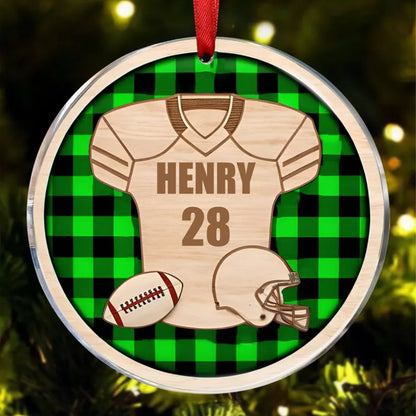 Football - Football Christmas - Personalized Circle Ornament - Makezbright Gifts