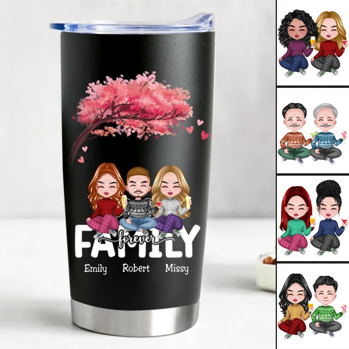 Forever Family 20oz - Customizable Steel Tumbler (TC) - Makezbright Gifts