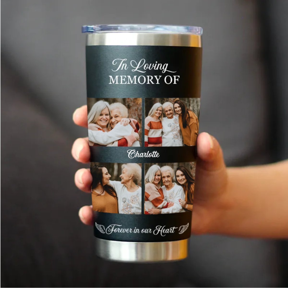 Forever In Our Hearts Personalized Stainless Steel Tumbler - 20oz (BL) - Makezbright Gifts