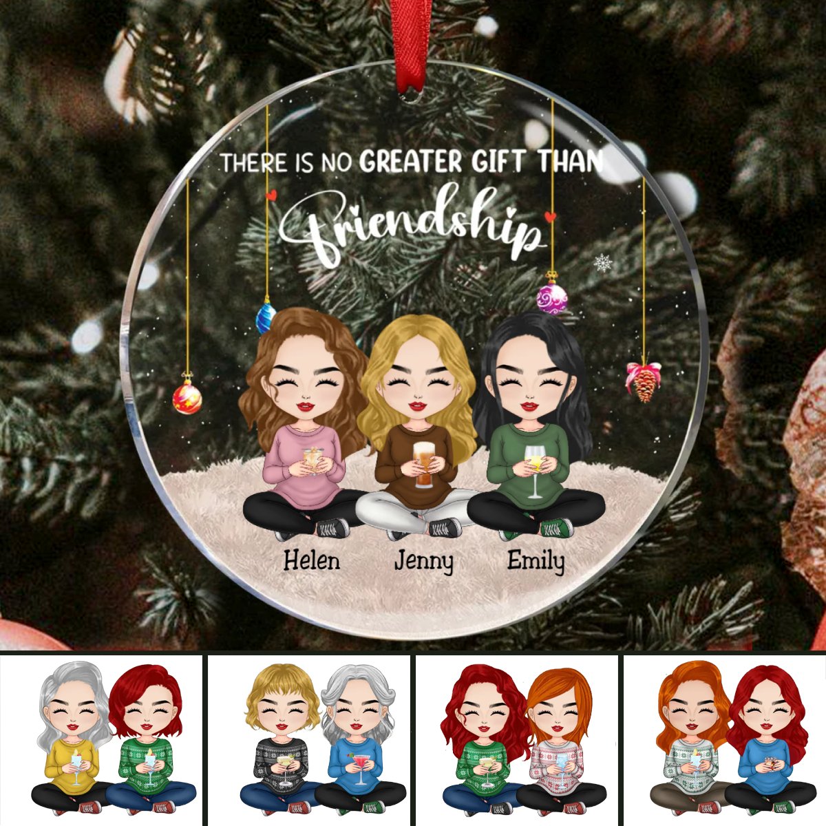 Friend - There Is No Greater Gift Than Friendship Ver 2 - Personalized Circle Ornament - Makezbright Gifts