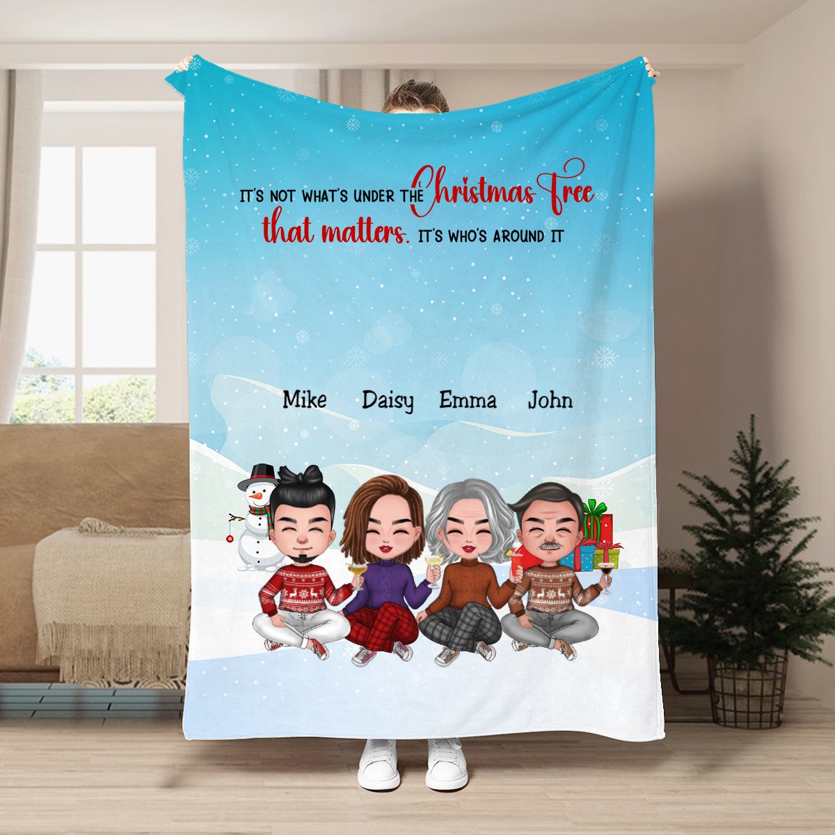 Friends - Best Friends Around The Christmas Tree - Personalized Blanket (LH) - Makezbright Gifts