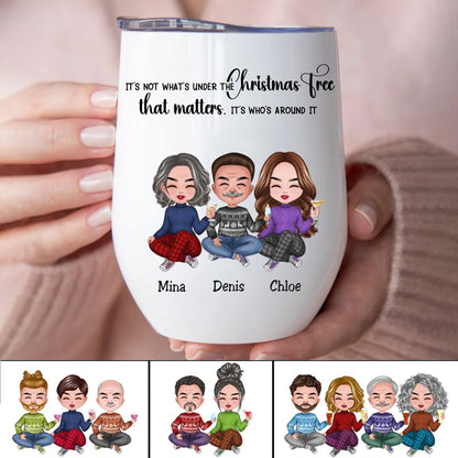 Friends - Best Friends Around The Christmas Tree - Personalized Wine Tumbler (LH) - Makezbright Gifts