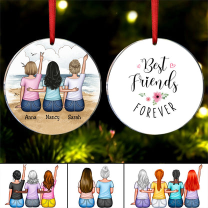 Friends - Best Friends Forever - Personalized Circle Ornament - Makezbright Gifts