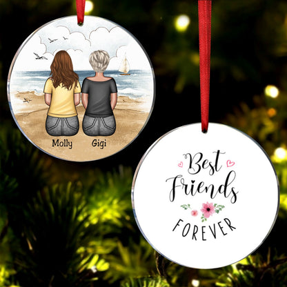 Friends - Best Friends Forever - Personalized Circle Ornament - Makezbright Gifts