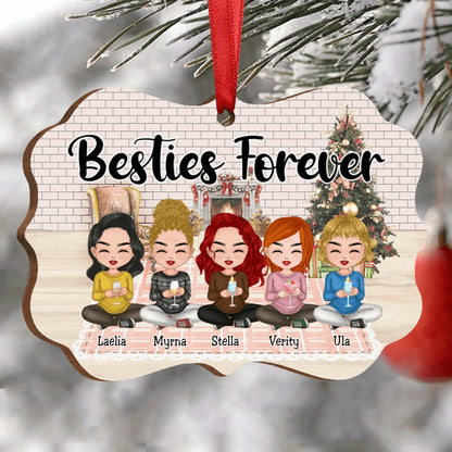 Friends - Besties Forever Dolls Chibi Sitting Gift Box - Personalized Christmas Acrylic Ornament - Makezbright Gifts