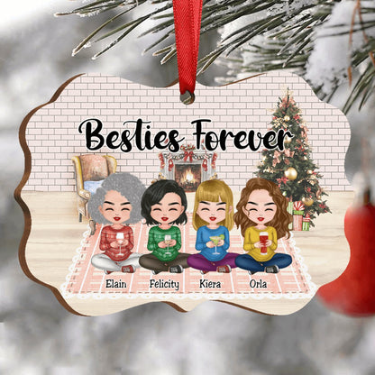 Friends - Besties Forever Dolls Chibi Sitting Gift Box - Personalized Christmas Acrylic Ornament - Makezbright Gifts