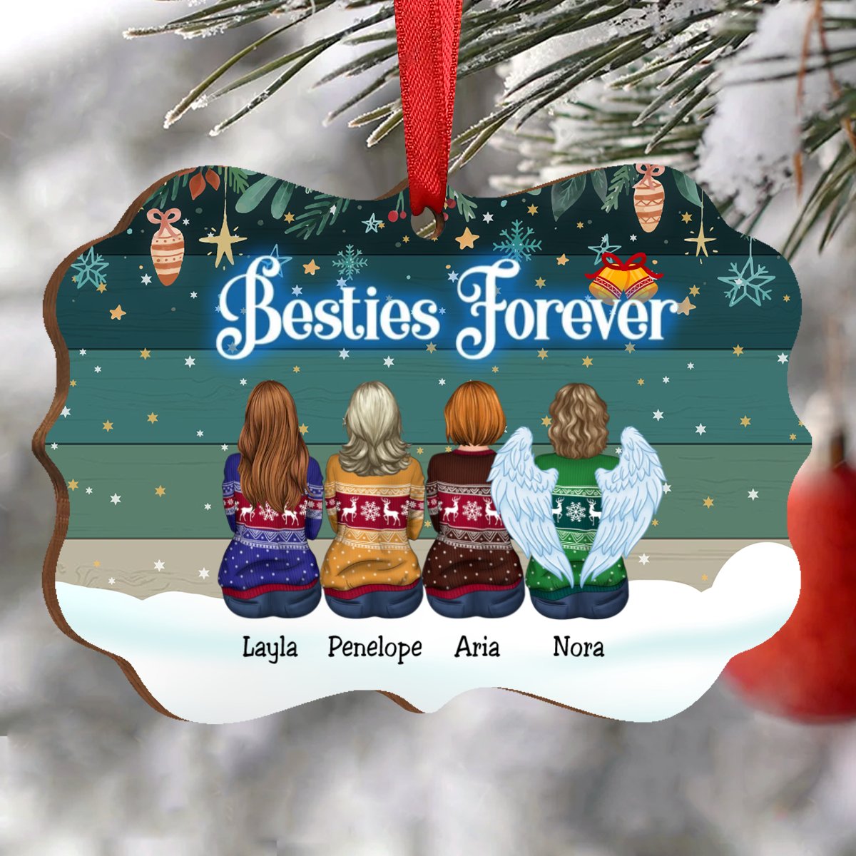 Friends - Besties Forever (Green) - Personalized Acrylic Ornament - Makezbright Gifts