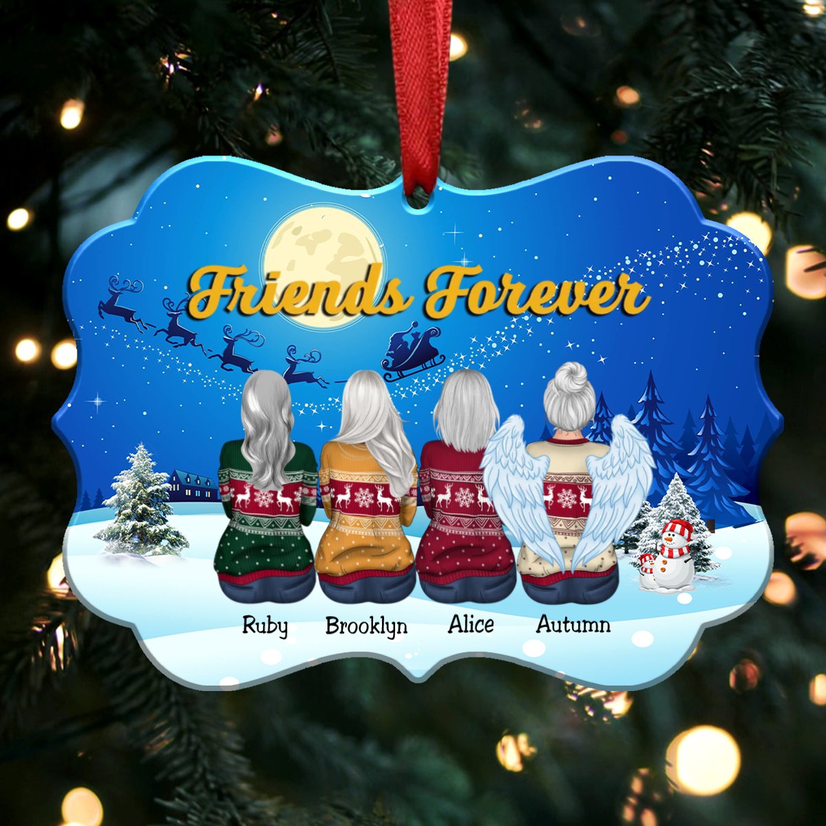 Friends Forever - Personalized Christmas Ornament (Moon) - Makezbright Gifts