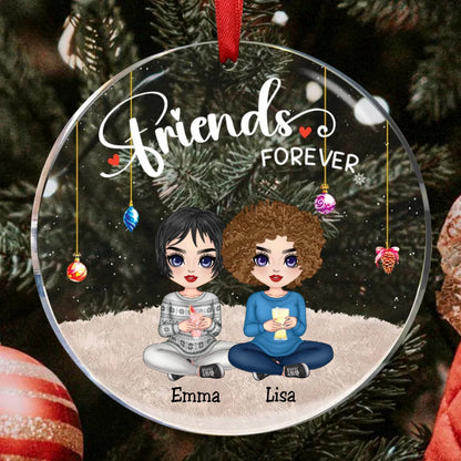 Friends - Friend Forever - Personalized Circle Ornament (TB) - Makezbright Gifts