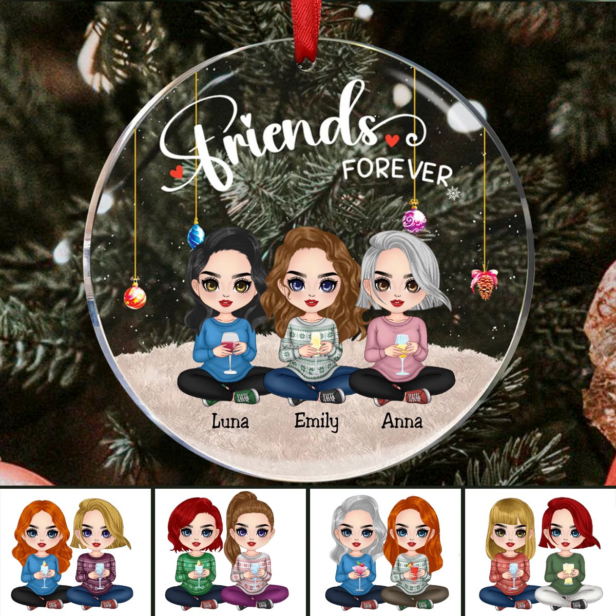 Friends - Friend Forever - Personalized Circle Ornament (TB) - Makezbright Gifts